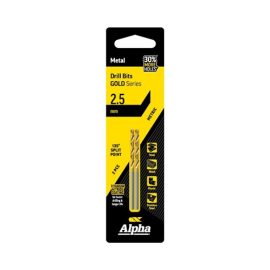 SHEFFIELD ALPHA 2.5mm Jobber Drill Bit Carded 2pk - Gold Series C9LM025