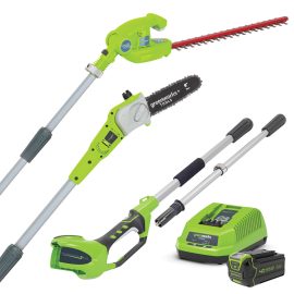 GREENWORKS 40V 2-IN-1 POLE SAW HEDGE TRIMMER 4AH KIT 1300607AU-KIT-4