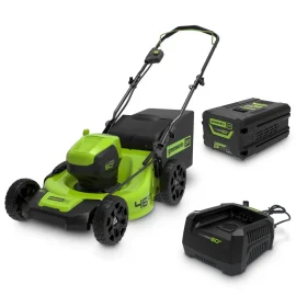 GREENWORKS 60V PRO PUSH LAWN MOWER 46CM 4A BATTERY COMBO KIT 2514807AU