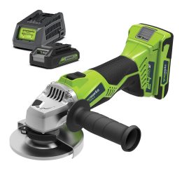 GREENWORKS 24V CORDLESS 115MM ANGLE GRINDER 2AH KIT 3200007AU-KIT-2
