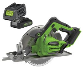 GREENWORKS 24V BRUSHLESS CIRCULAR SAW 184MM 2AH KIT 1500907AU-KIT-2