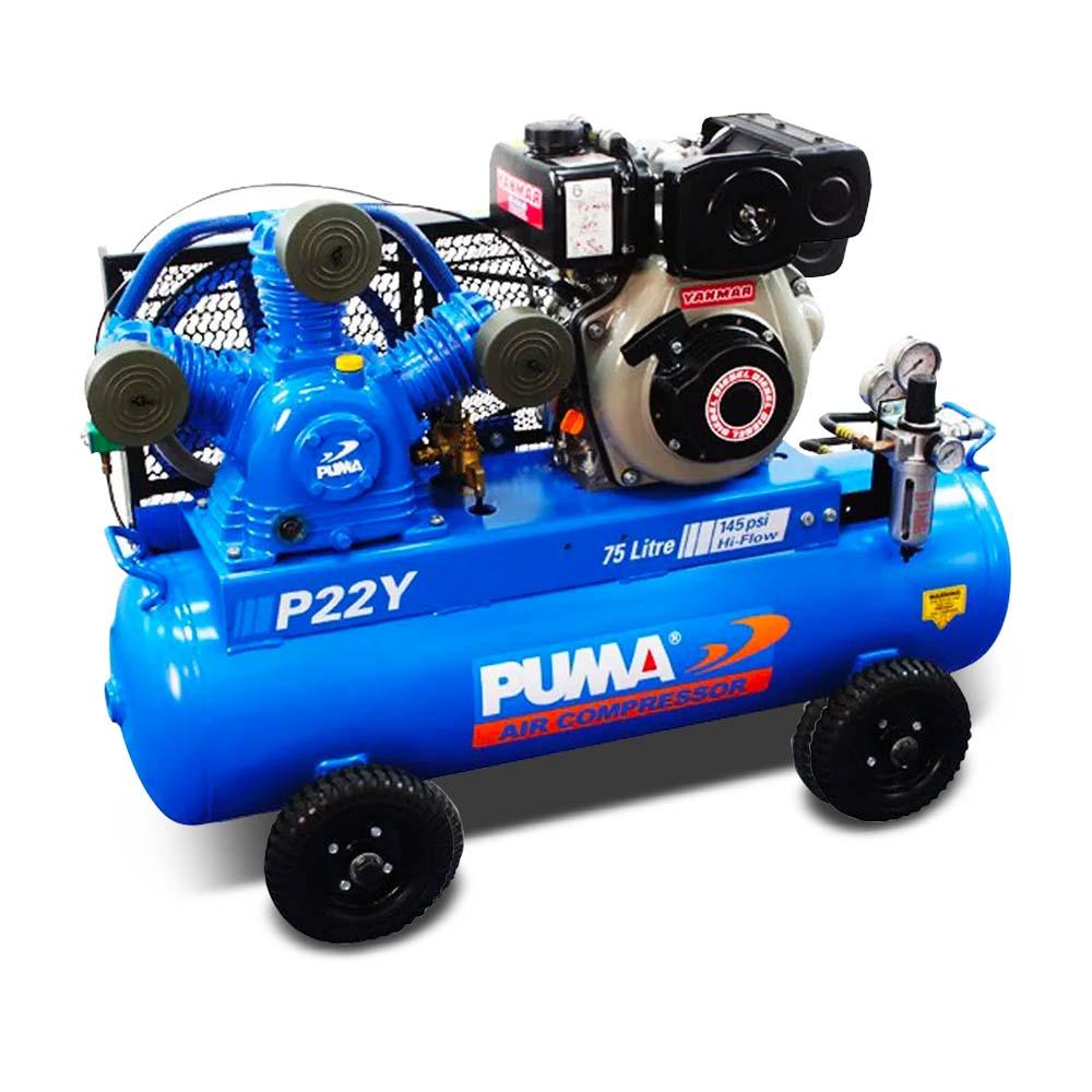 PUMA AIR COMPRESSOR YANMAR DIESEL 4.7HP 75L BELT DRIVE PU P22Y ES PU-P22Y-ES