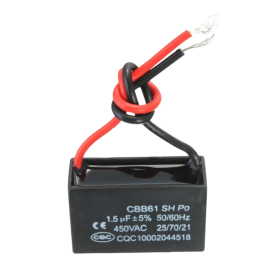 FAN RUN CAPACITOR RECTANGLE 2 WIRES 8UF 450V CBB61 MR8R