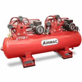 AIRMAC COMPRESSOR 2 X 3.2HP 240V 190L FAD 560LPM 15A AM-TT40-240V