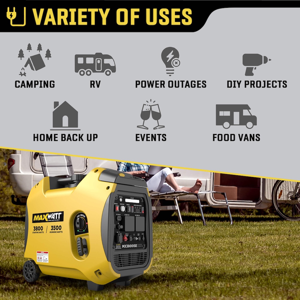 MAXWATT 3800W INVERTER GENERATOR RECOIL / ELECTRIC START PUR SINE WAVE MX3800ISE - Image 3