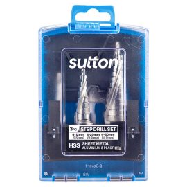 SUTTON STEP DRILL SET D504 HSS SPIRAL FLUTE SET 4-12, 4-20, 4-30MM 3PC D504SET3
