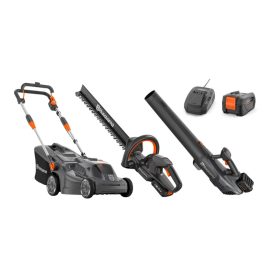 HUSQVARNA Aspire™ Lawn Mower + Hedge Trimmer + Blower Bundle With Battery and Charger HLM HBLOWER HHTRIM 970620402-970620302-970648304
