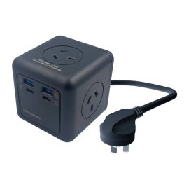 ULTRACHARGE POWER CUBE 3 SOCKET 4 USB - BLACK UR100C3B