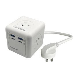 ULTRACHARGE POWER CUBE 3 SOCKET 4 USB - WHITE UR100C3