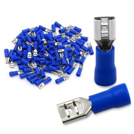 SPADE CONNECTORS BLUE FEMALE - WIRE SIZE: 1.5-2.5MM2 TERMINAL: 6.3MM QUICK CONNECT (PACK OF 100) SFIB