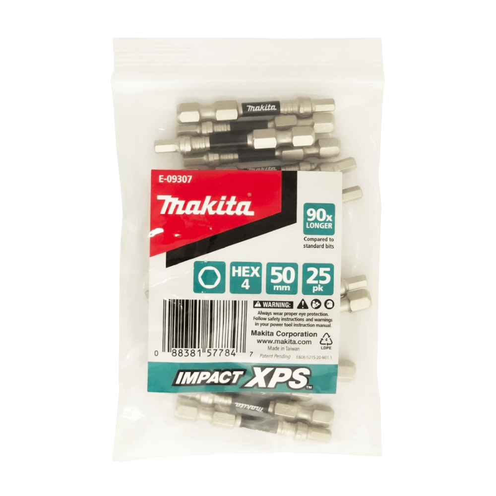 MAKITA IMPACT XPS HEX4 x 50MM POWER BIT (25 PACK) E-09307